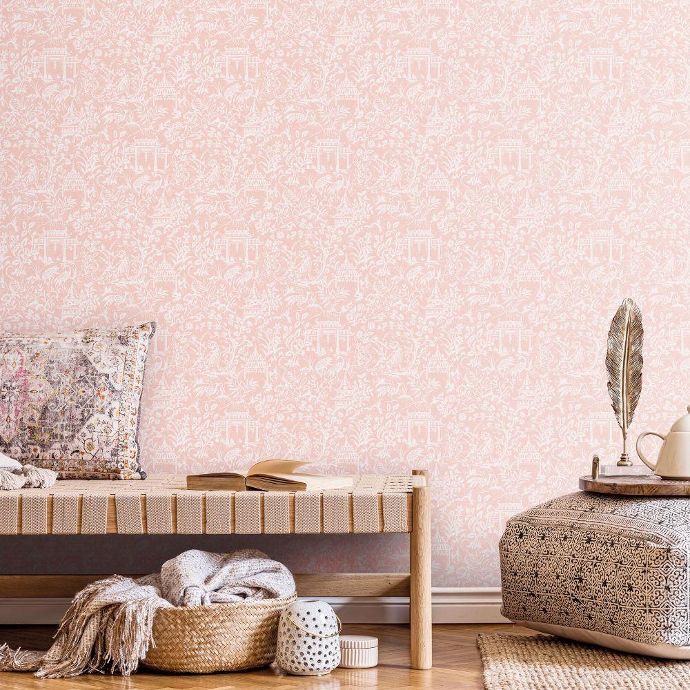 Toile De Jouy Wallpaper in Red Berry  Lucie Annabel