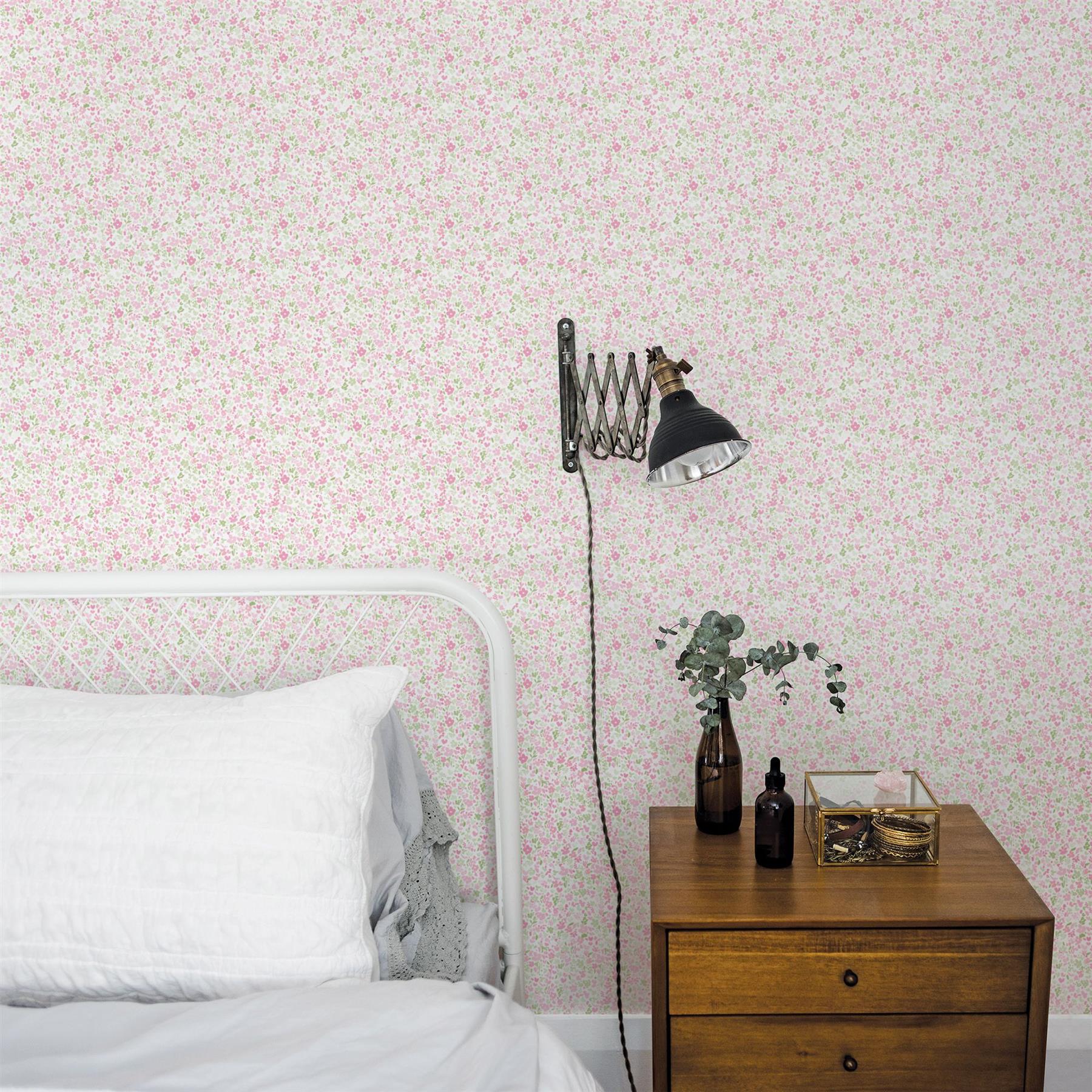 Ditsy Floral by Galerie - Blue - Wallpaper - G56668