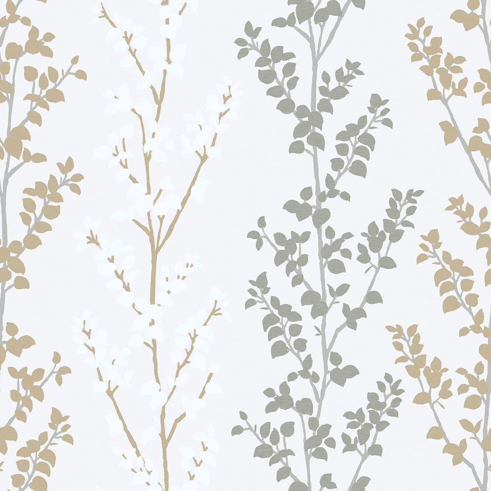 Rasch Twig Tree Branch Pattern Wallpaper Modern Non Woven Textured 455908 -  Taupe White | I Want Wallpaper