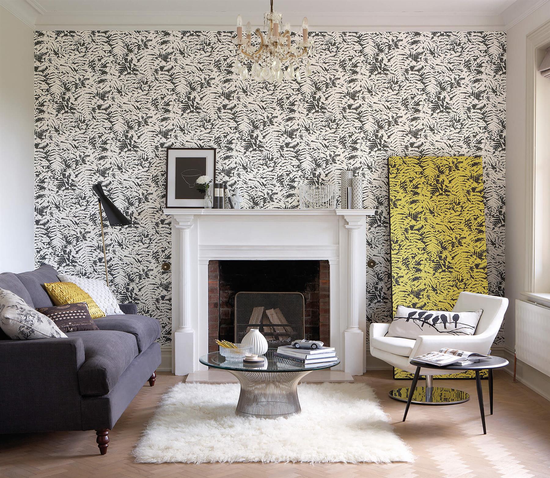 Little Greene Fern Wallpaper 0280FEOFFBL Off Black
