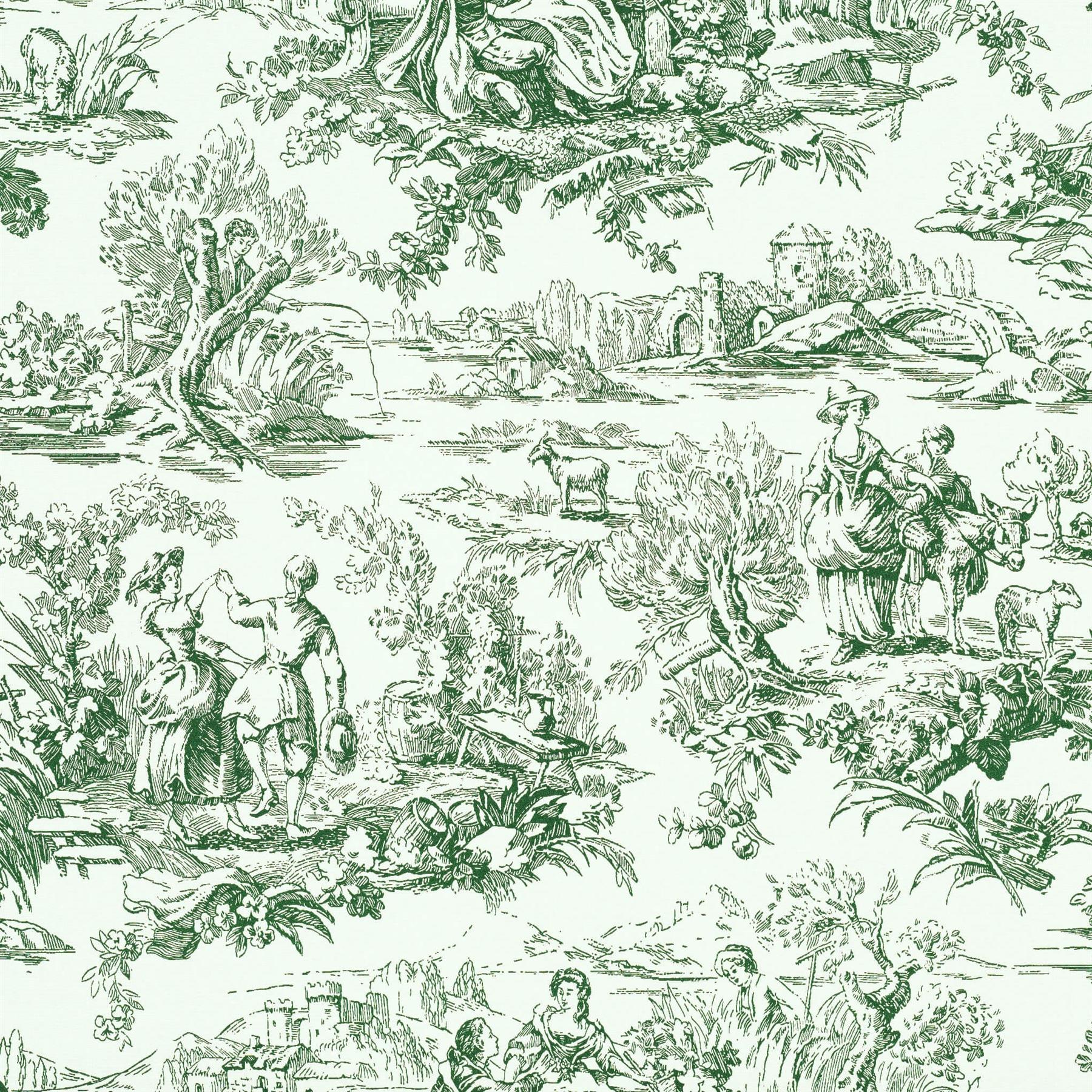 Dolls House Toile De Jouy Green On White Miniature Picture Print Wallpaper  112  Fruugo IN