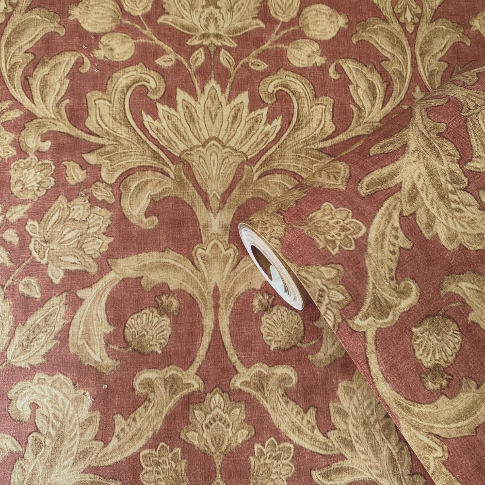 red and gold damask wallpaper uk