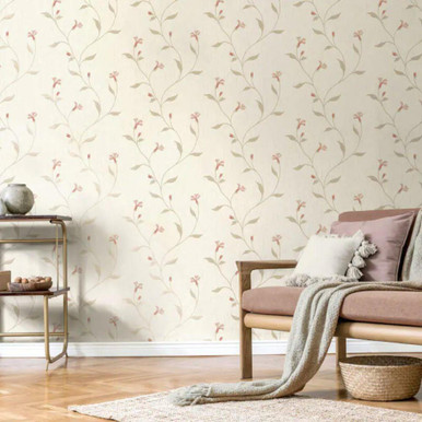 Synergy Glitter Floral Wallpaper Soft Gold, Cream, Beige (M0868