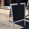 Sidewalk Display Sign Easel 39 X 24 Black Chlakboard Hardwood Frame White with Black Wood Decal