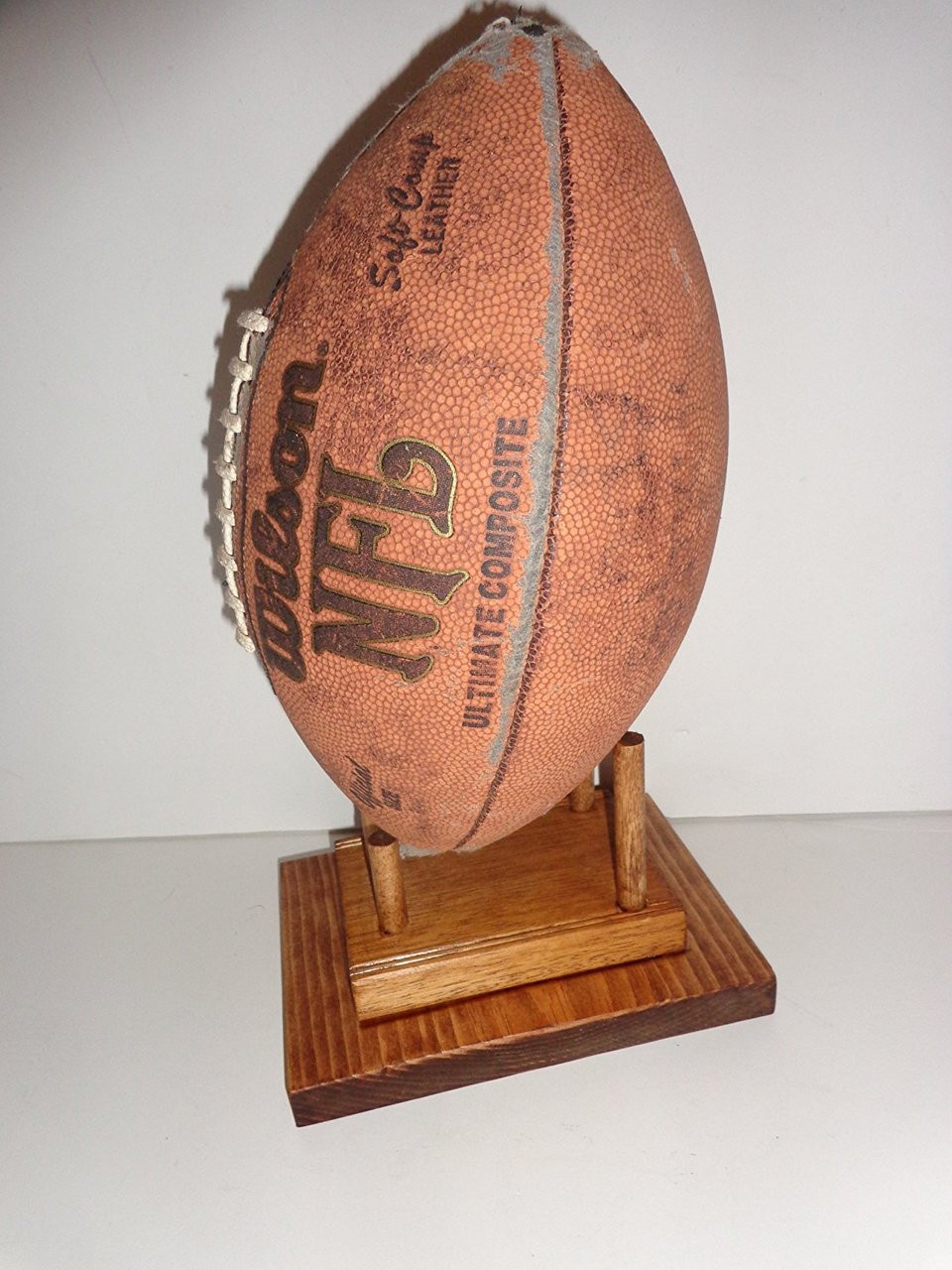 Wood Mahogany Collectible Football Display Game Ball Holder Mantle Shelf