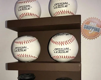 Full Size Baseball Bat Rack Display Case 4 7 Bats 8 Balls Natural