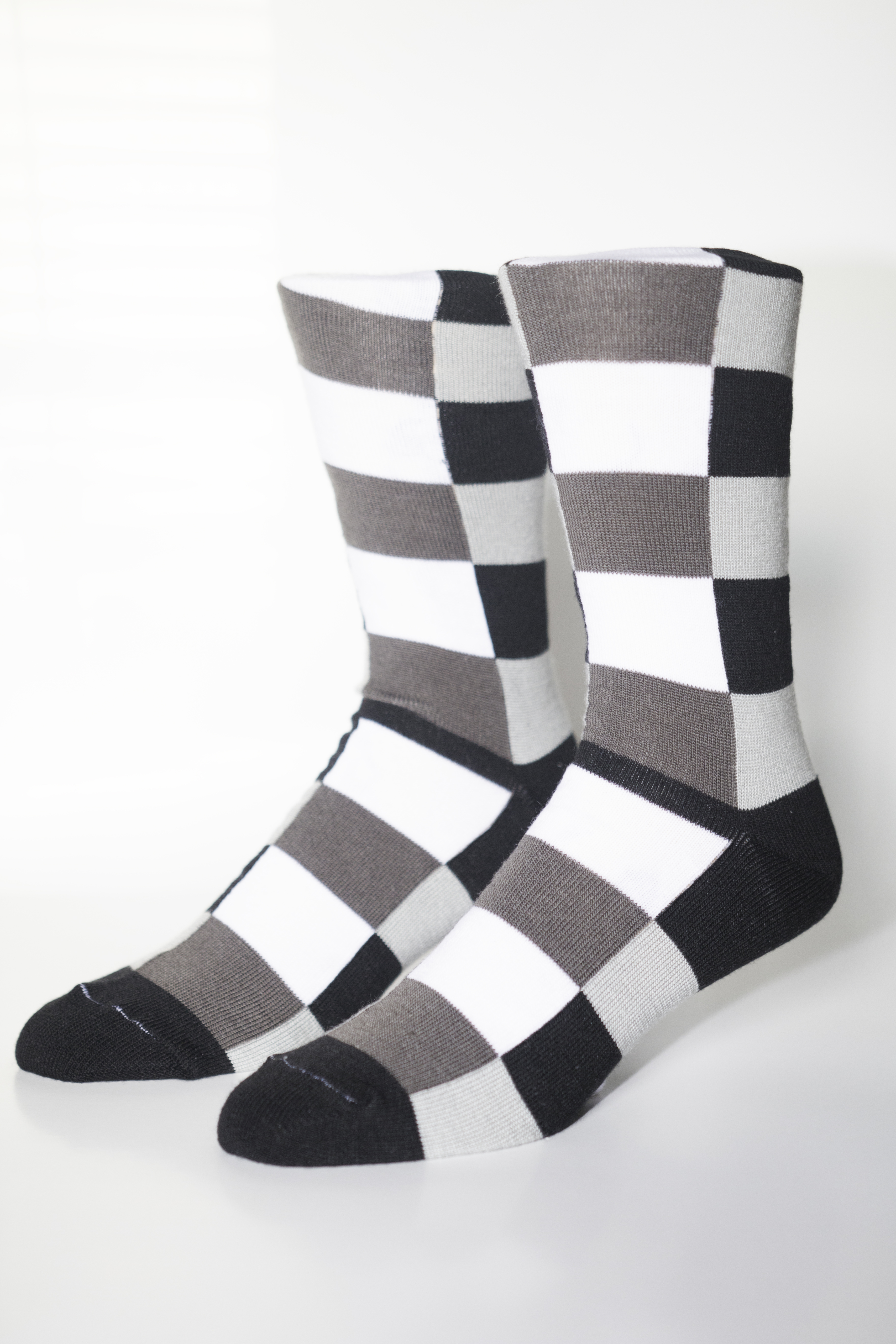 LOUIS VUITTON Damier Check on Black, Gray, & White Socks