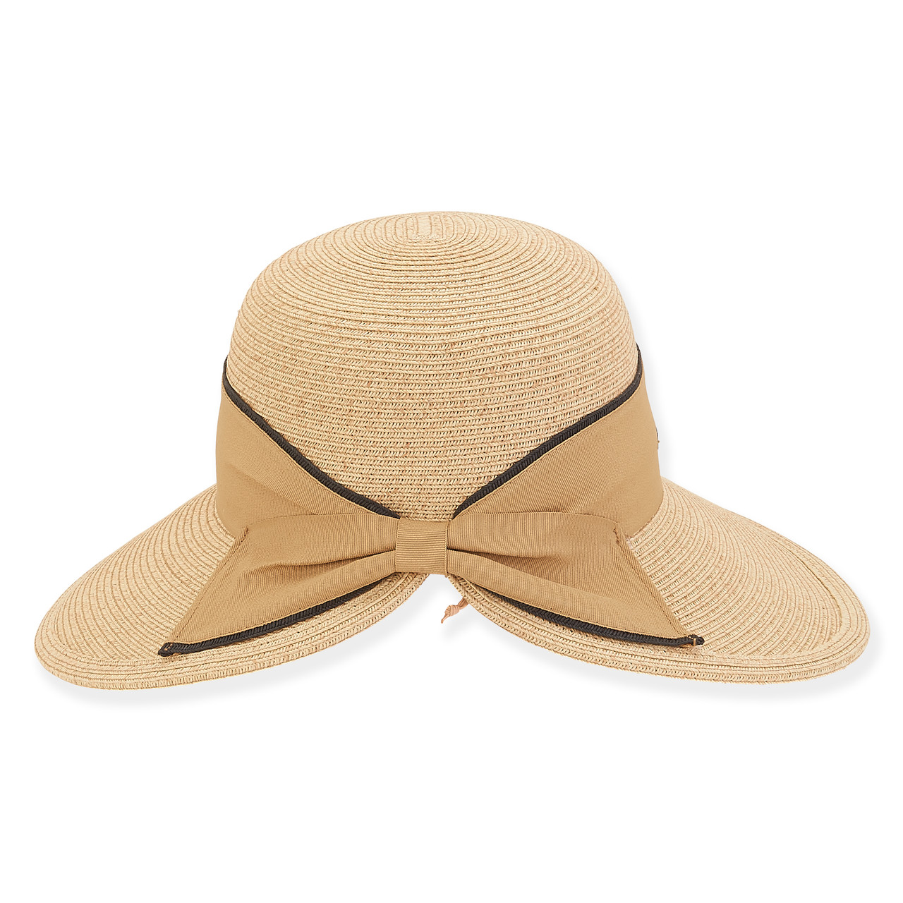 Chapeau Femme Sun N Sand - Floppy En Paille, Ruban Blanc, UPF 50+, Emballable, Occasion