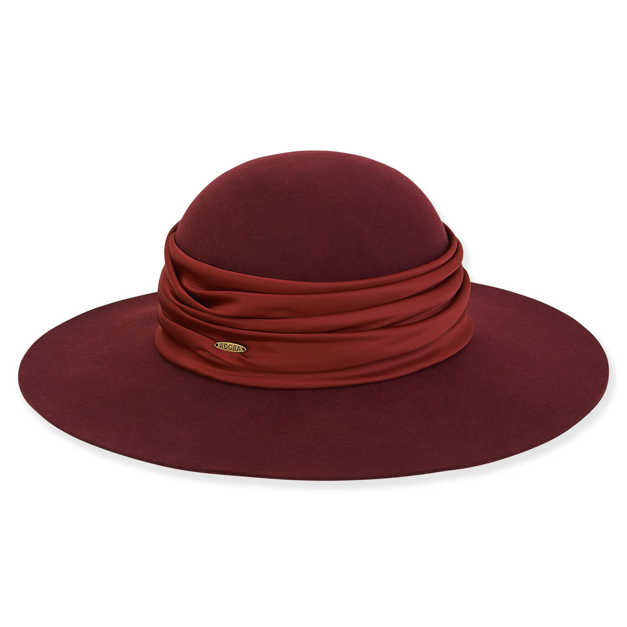 Adora Women's Wool Felt Floppy Satin Trim Hat AD1535