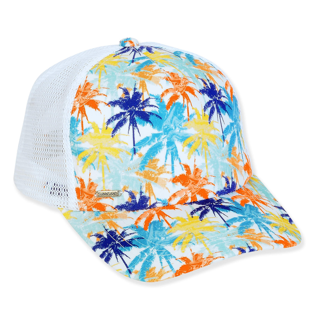 Women's Palm Tree, Poly Trucker Cap, Brim 3