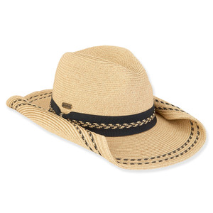 Straw Cowboy Hat Western Hats for Women Cowgirl Sun Beach Hat Summer  Outback Shapeable Wide Brim at  Women's Clothing store