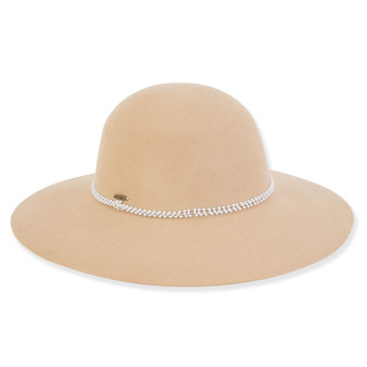 Beige Wool Felt Floppy Hat