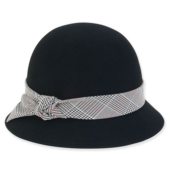 Black Wool Felt Cloche Hat