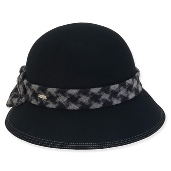 Black Wool Felt Cloche Hat