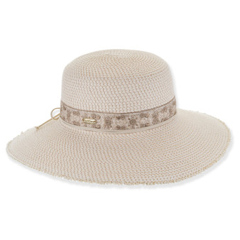 Ivory bucket hat featuring Packable, Adjustable, UPF 50+.