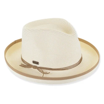Ivory fedora hat featuring Adjustable, UPF 50+.