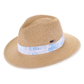 Natural fedora hat featuring Sparkly Metallic Lurex, Adjustable, UPF 50+.