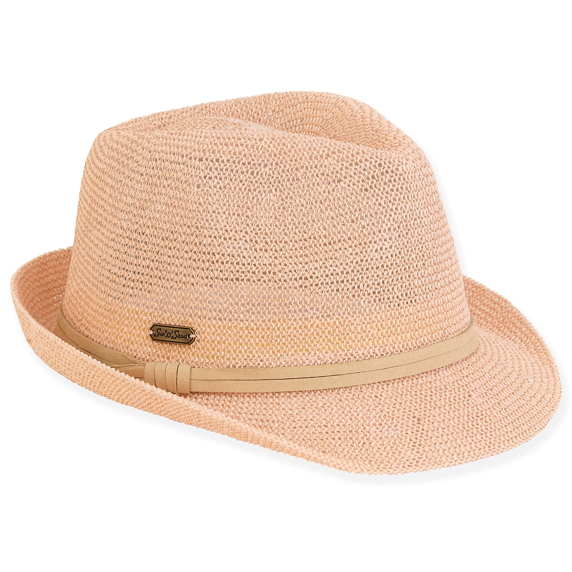 Coral Poly Braid Fedora Hat