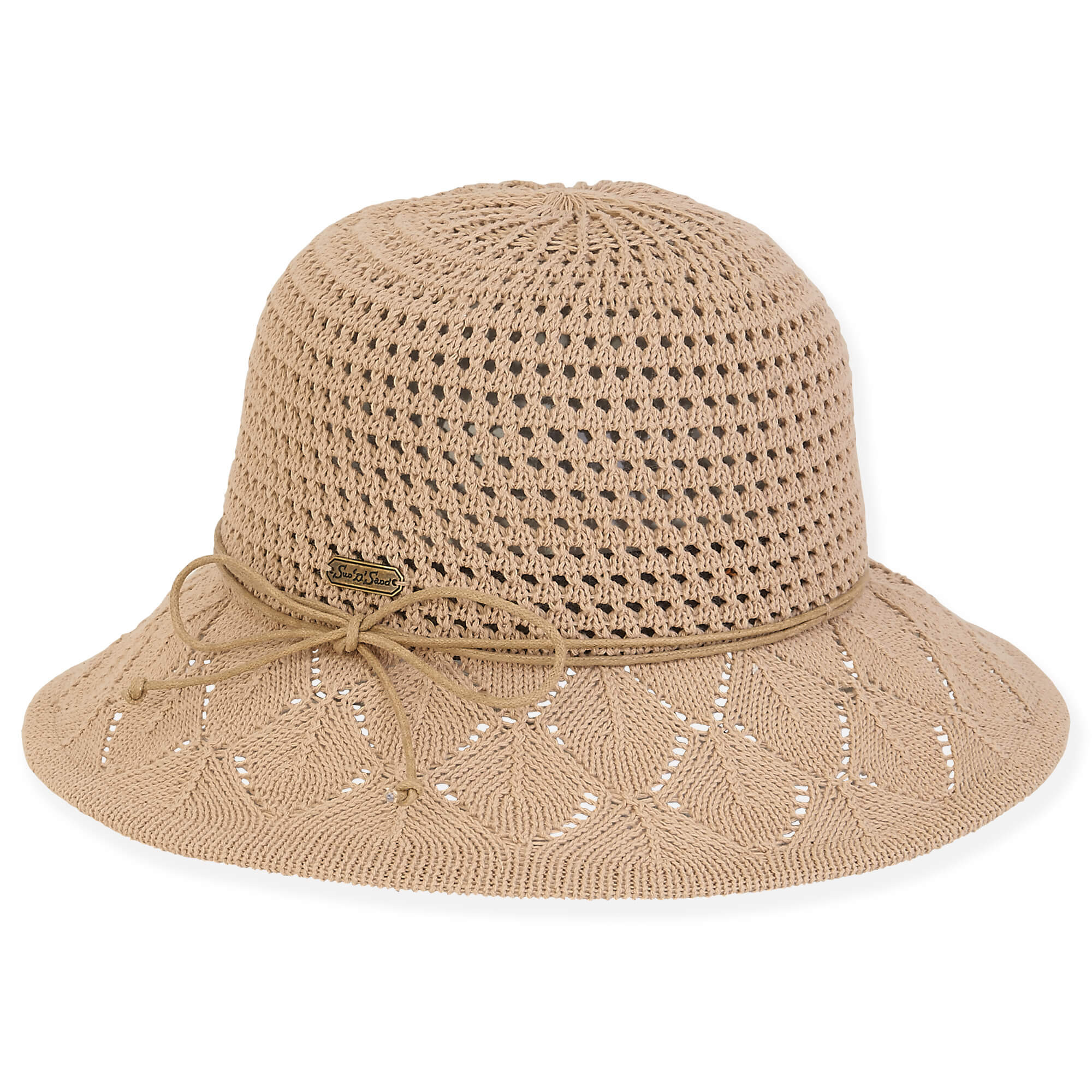 Beige Poly Braid Bucket Hat