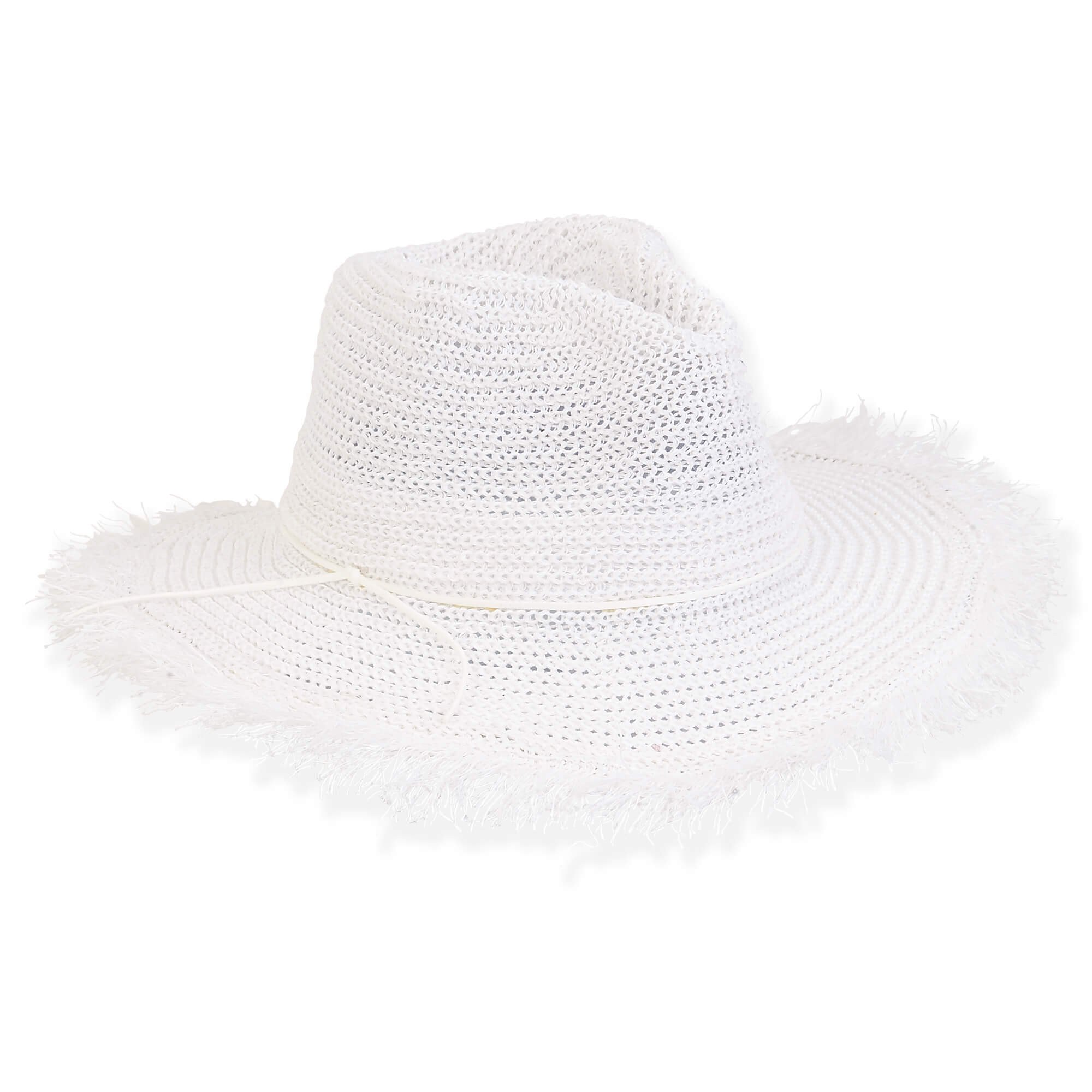 Ivory Young Girls Paper Straw Polyester Safari Hat