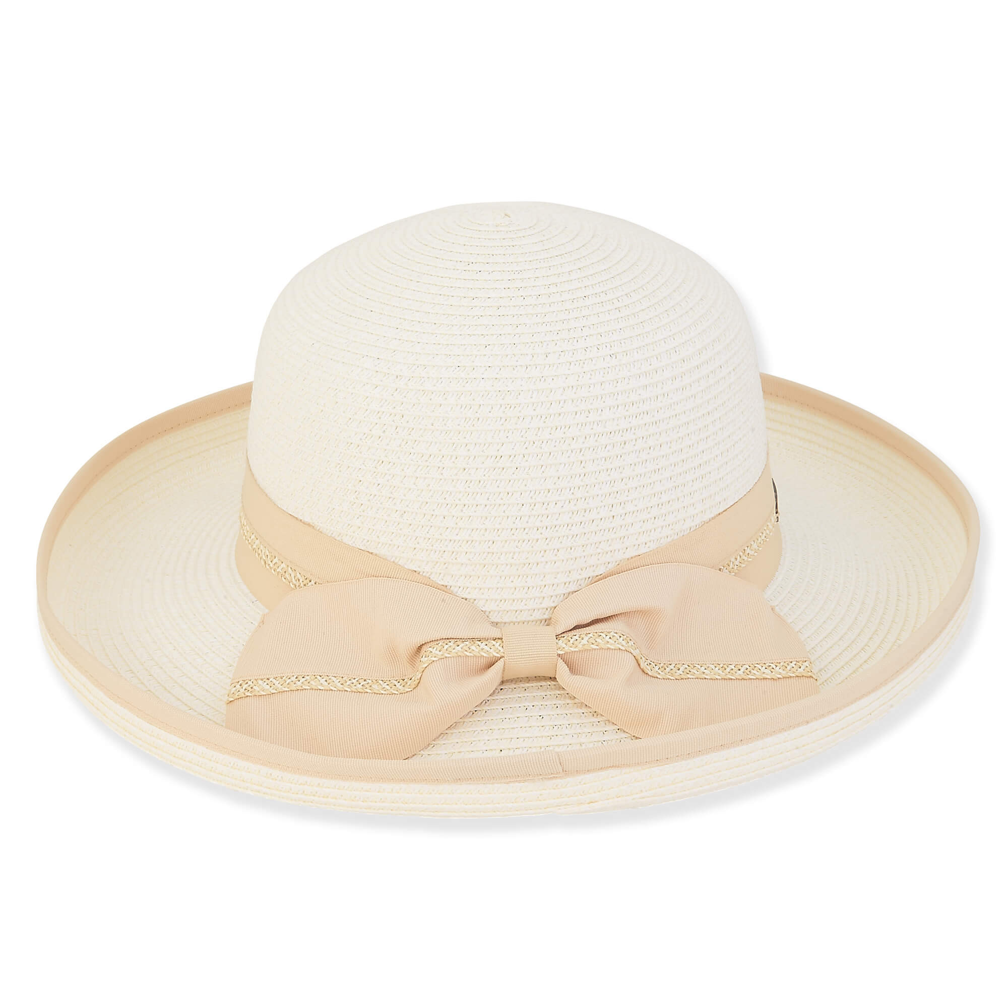 White - Paper Braid Up Brim - Back View