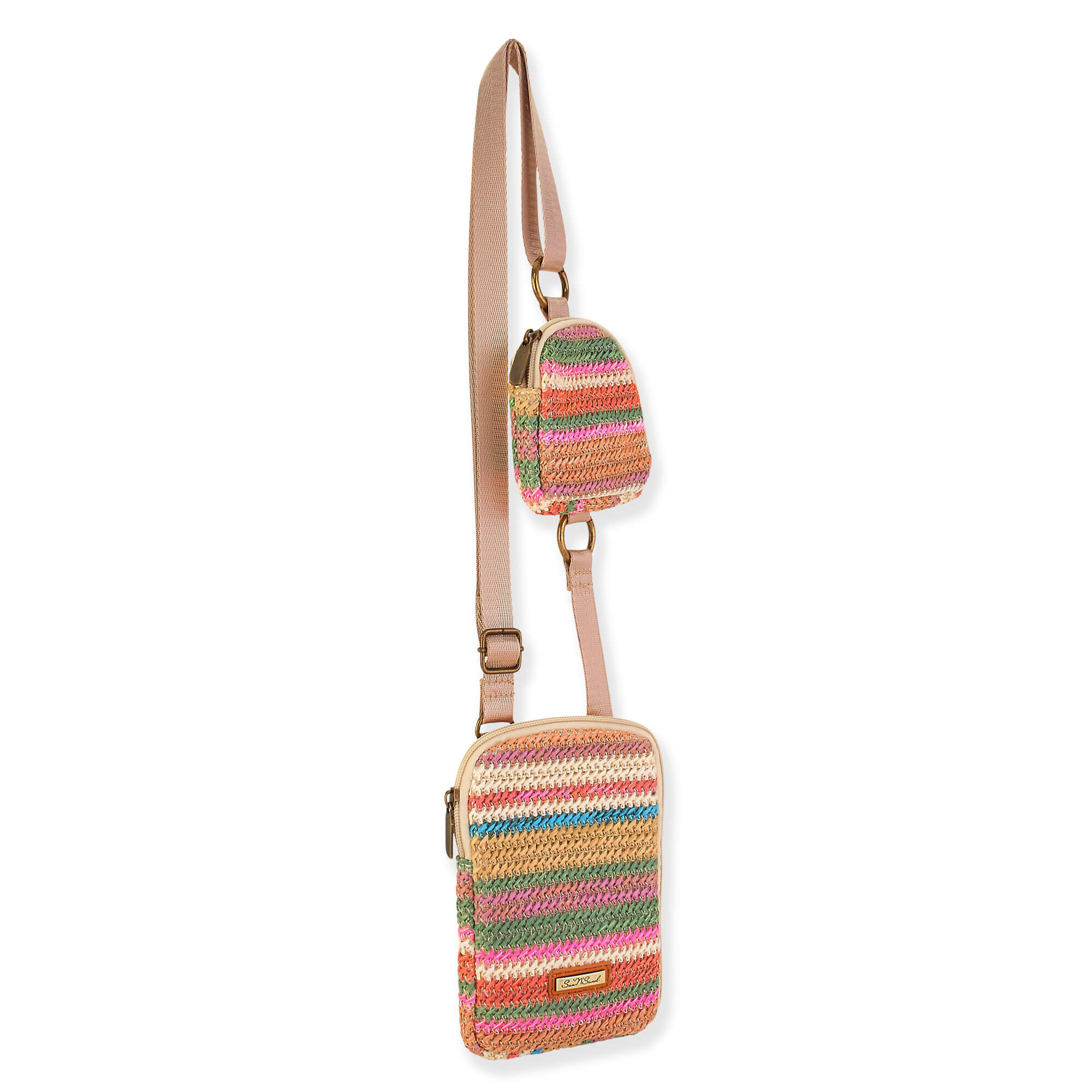 Pink - Poly Straw Crossbody