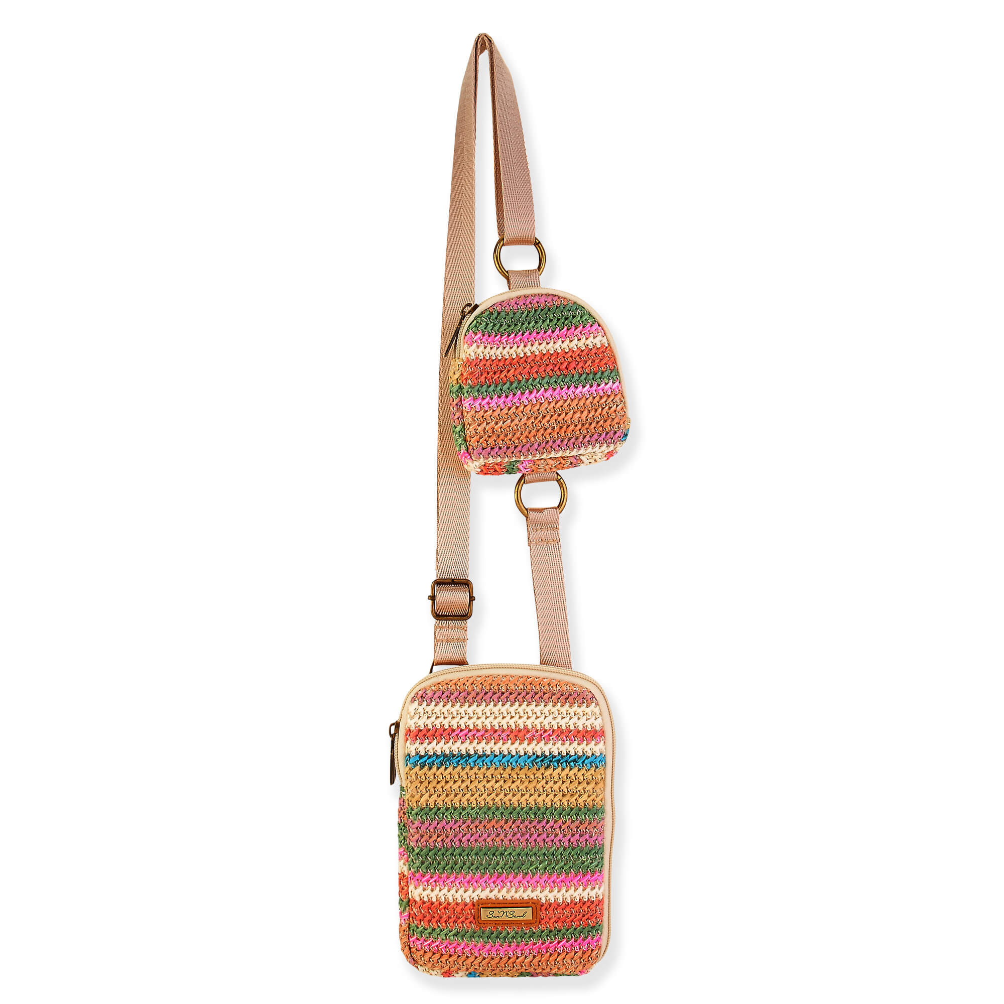 Pink - Poly Straw Crossbody