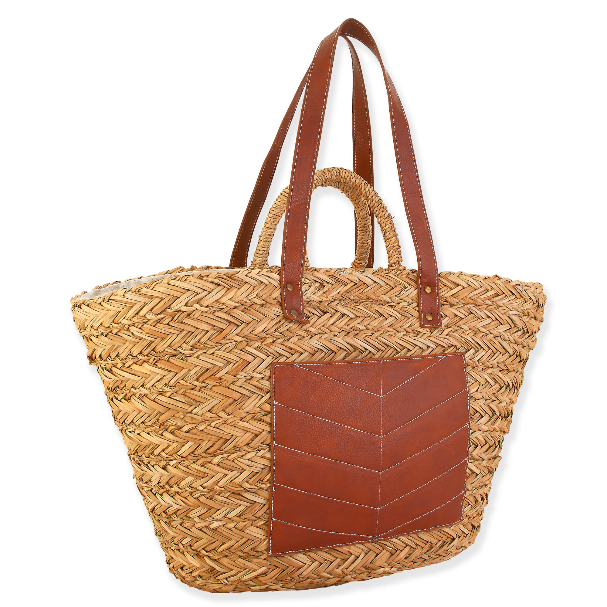 Side - Natural Straw Shoulder Tote