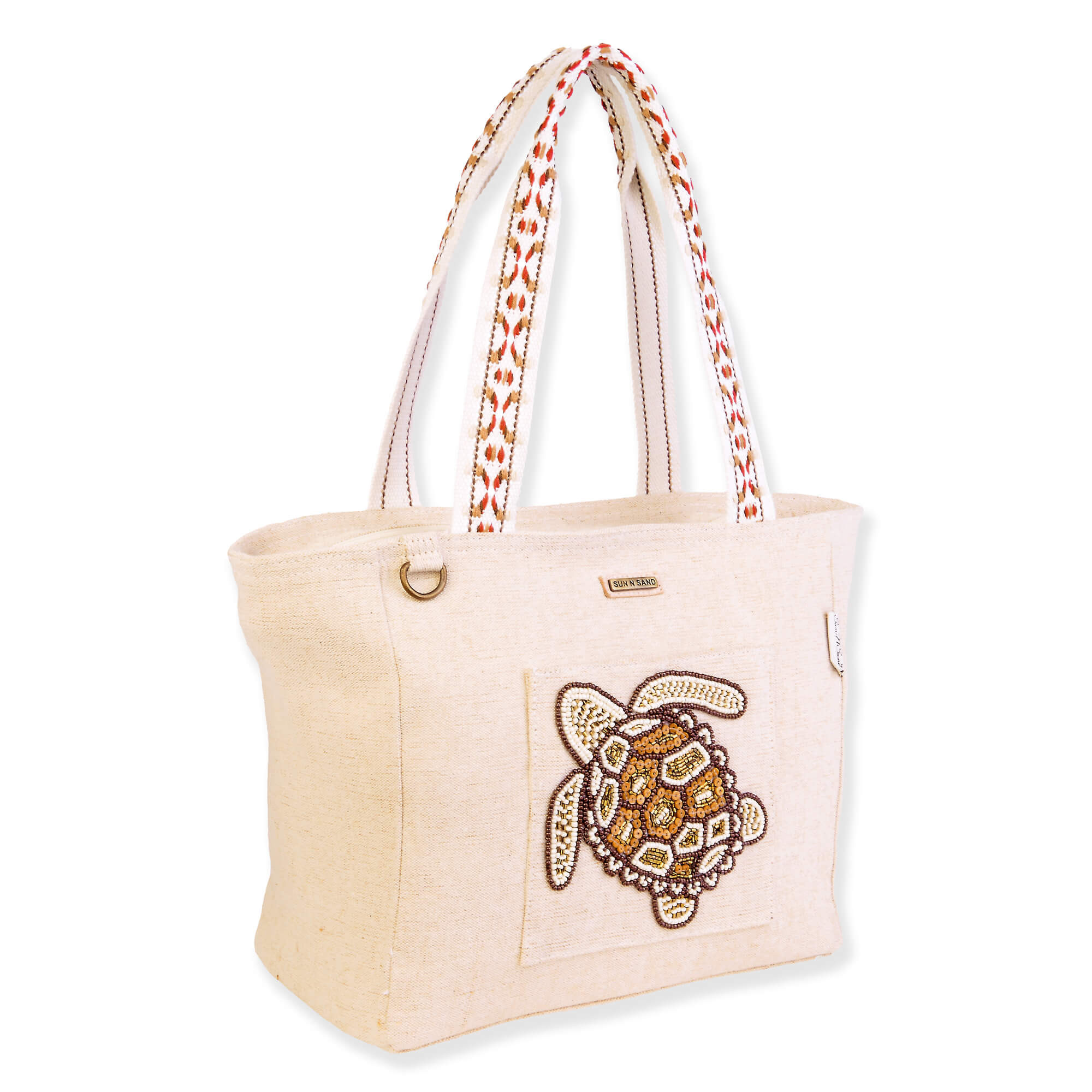 Turtle, Shoulder Tote Beaded Sealife | SNS6700 A | Side View