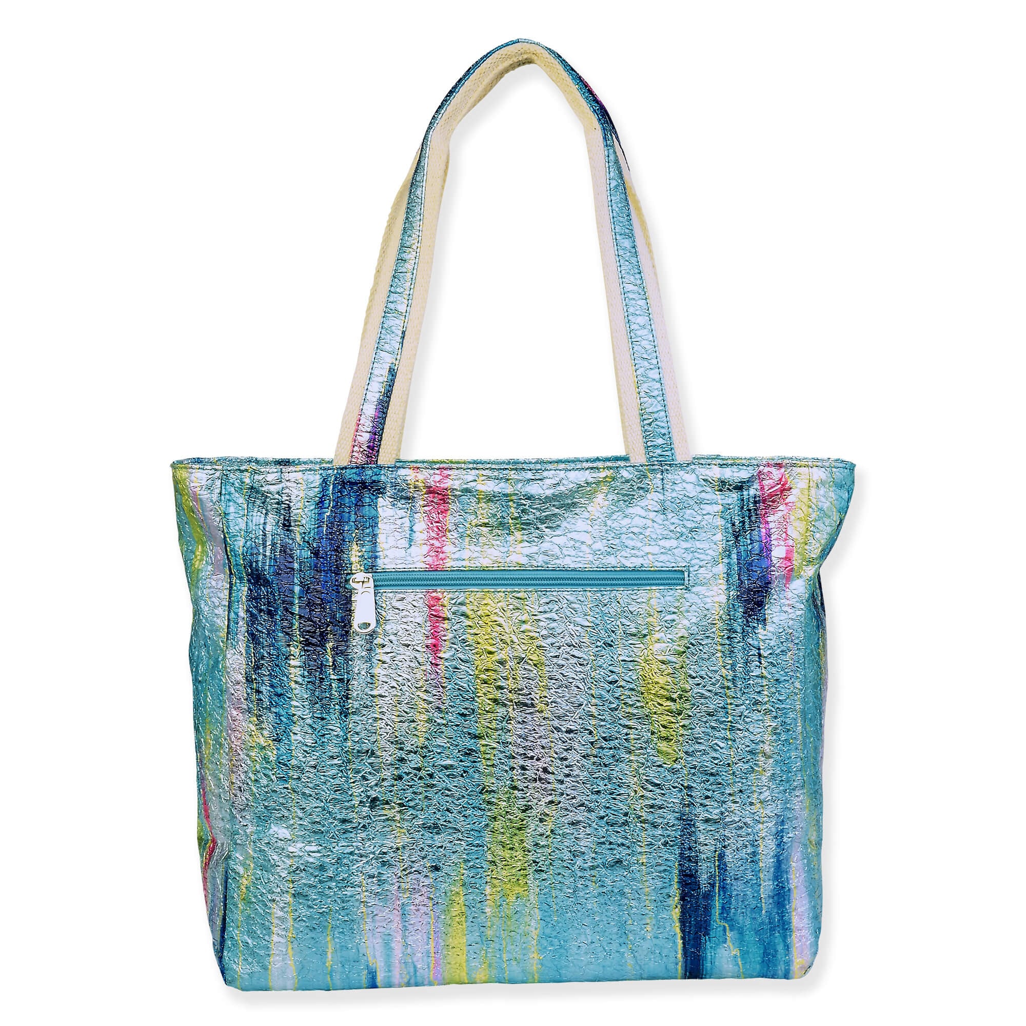 Blue, Shoulder Tote Ombre Crushed Foil | SNS6820 C | Back View