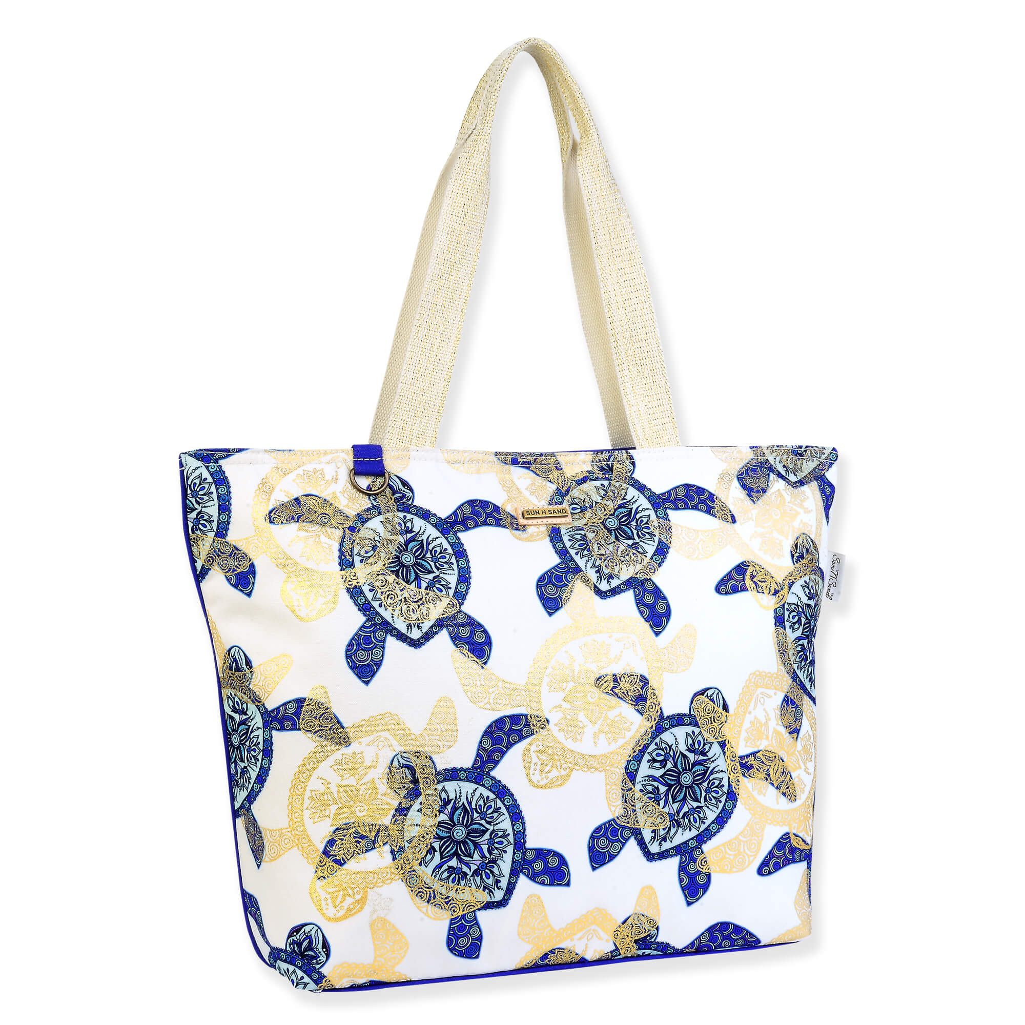 Natural, Shoulder Tote Layered Turtles | SNS6880 A | Side View