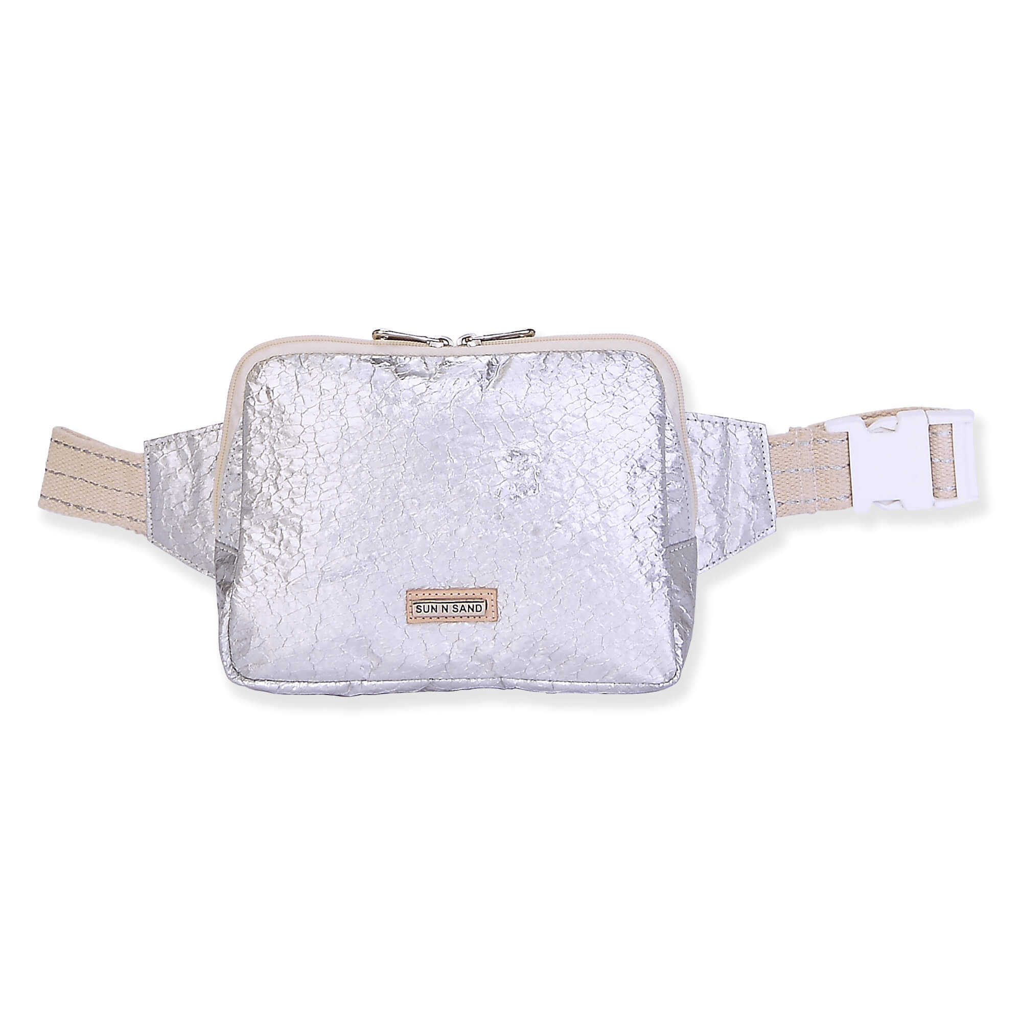 Silver, Crossbody Belt Bag Crushed Metallic | SNS6860 A