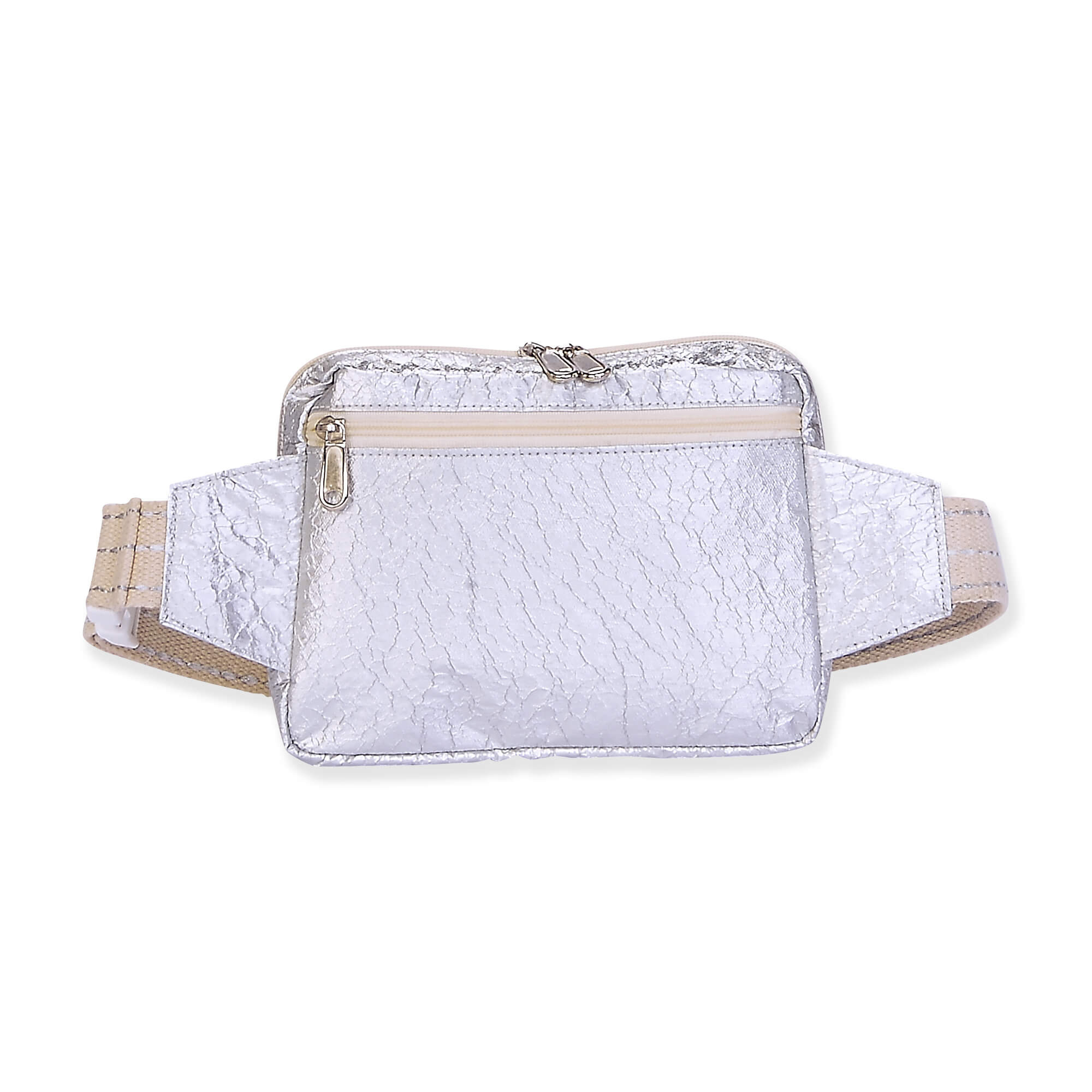 Silver, Crossbody Belt Bag Crushed Metallic | SNS6860 A | Back View