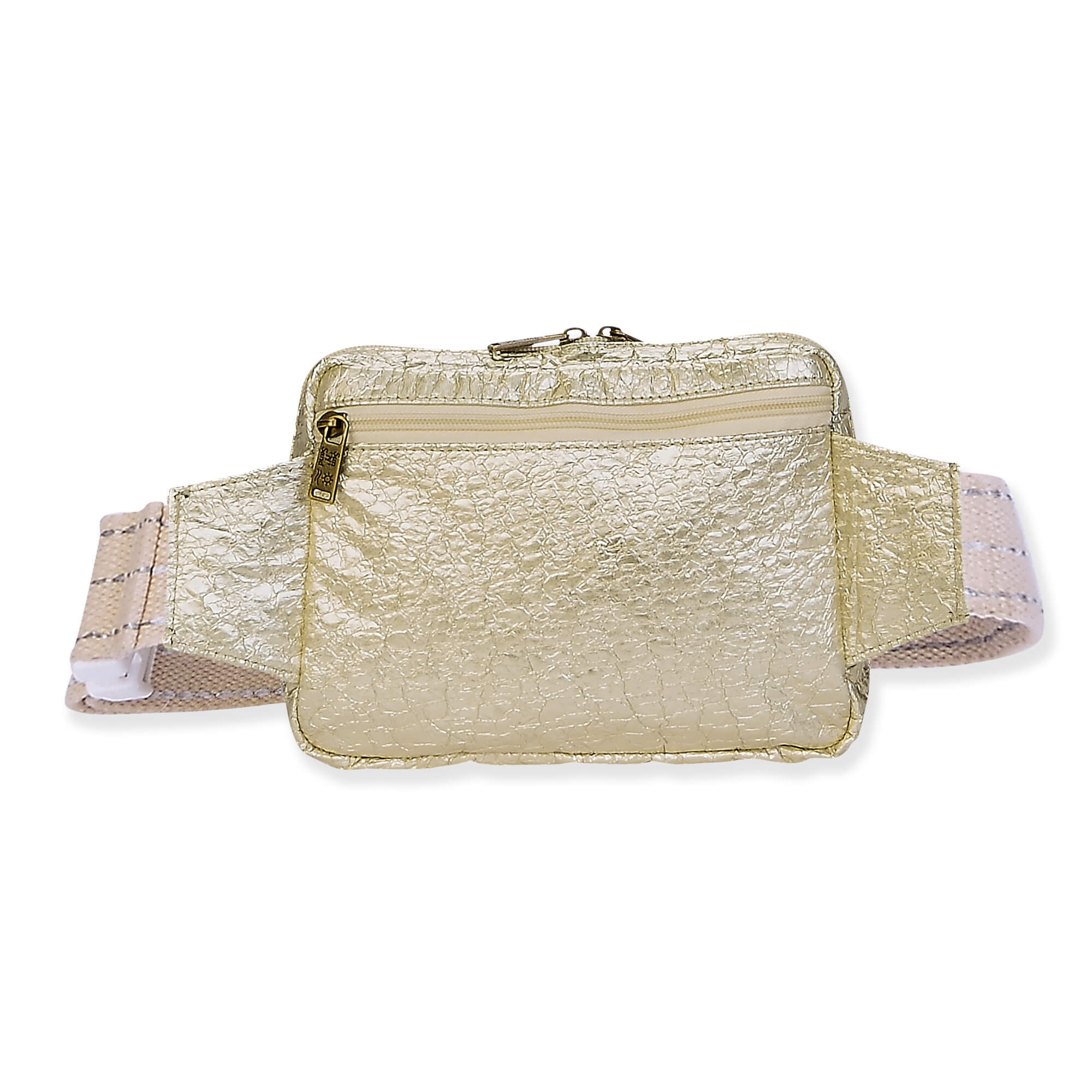 Gold, Crossbody Belt Bag Crushed Metallic | SNS6860 B | Back View
