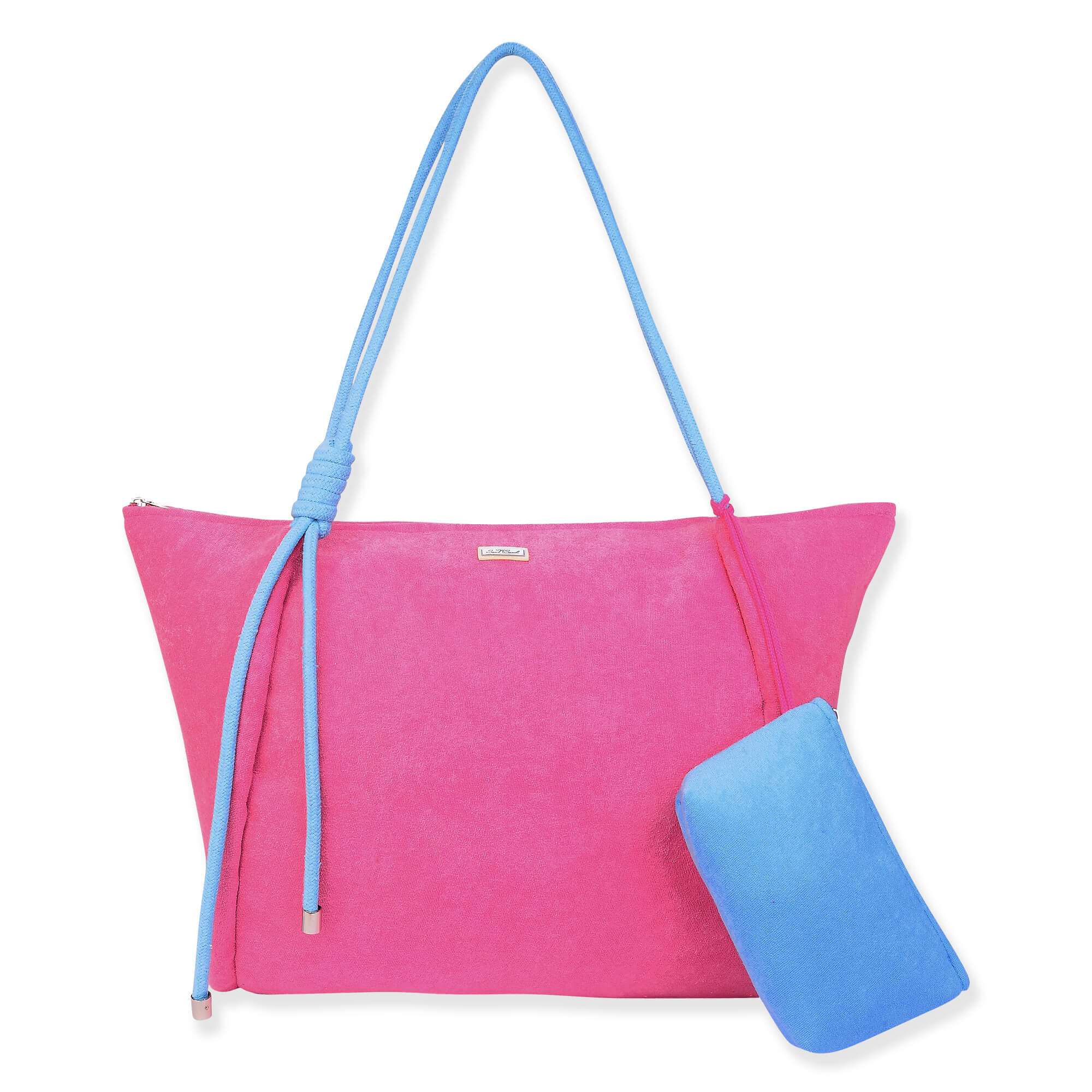 Pink, Terry/Polyester Shoulder Tote | CE6616 A