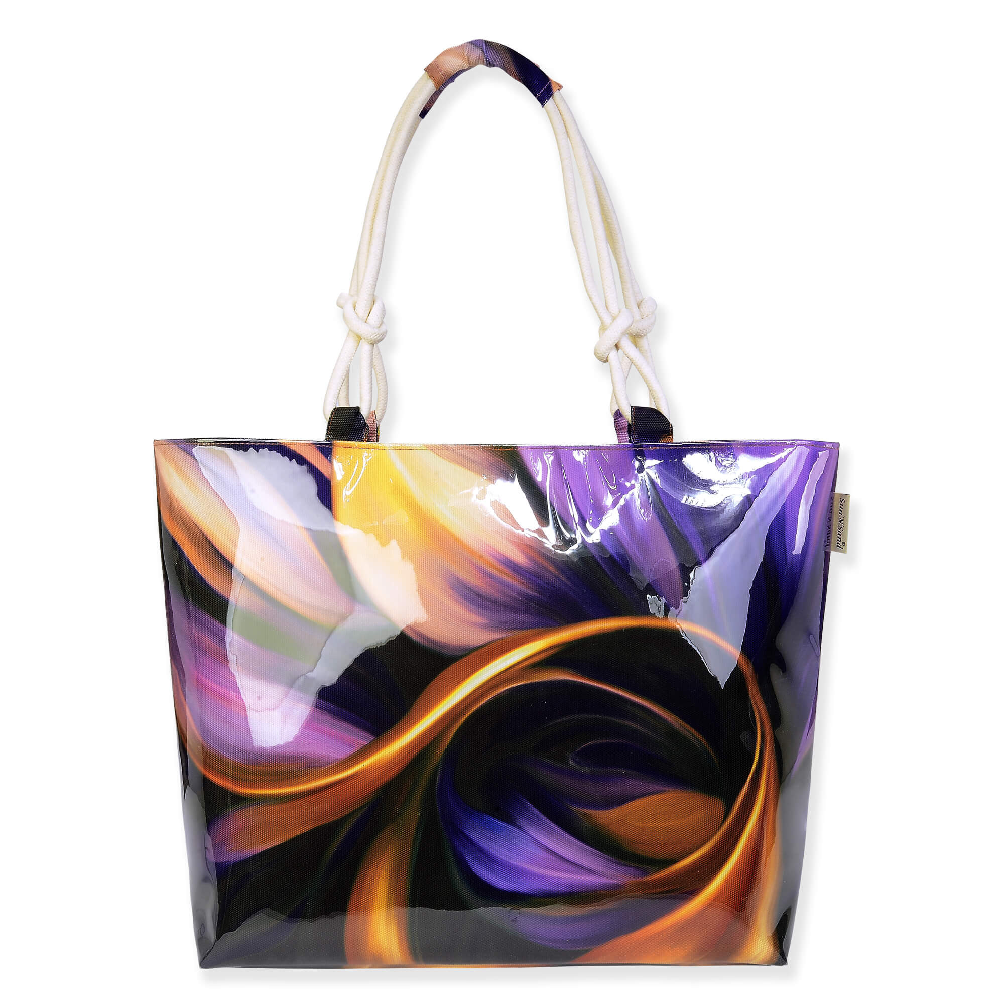 Purple, Canvas/PVC Shoulder Tote | CE6618 B