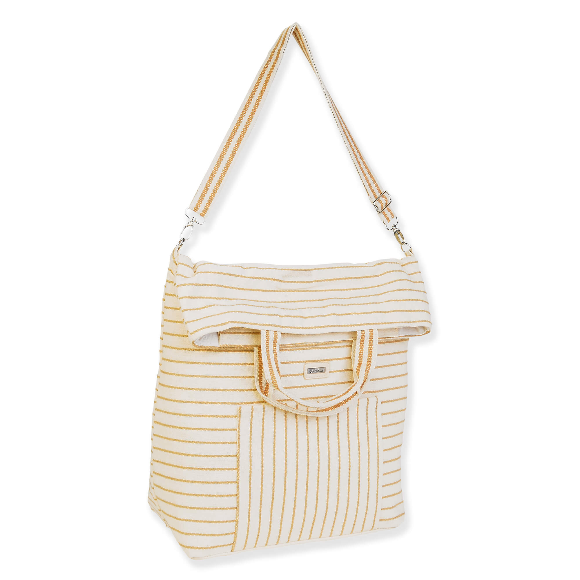 Tan, Polyester Shoulder Tote | CE6727 A | Side View