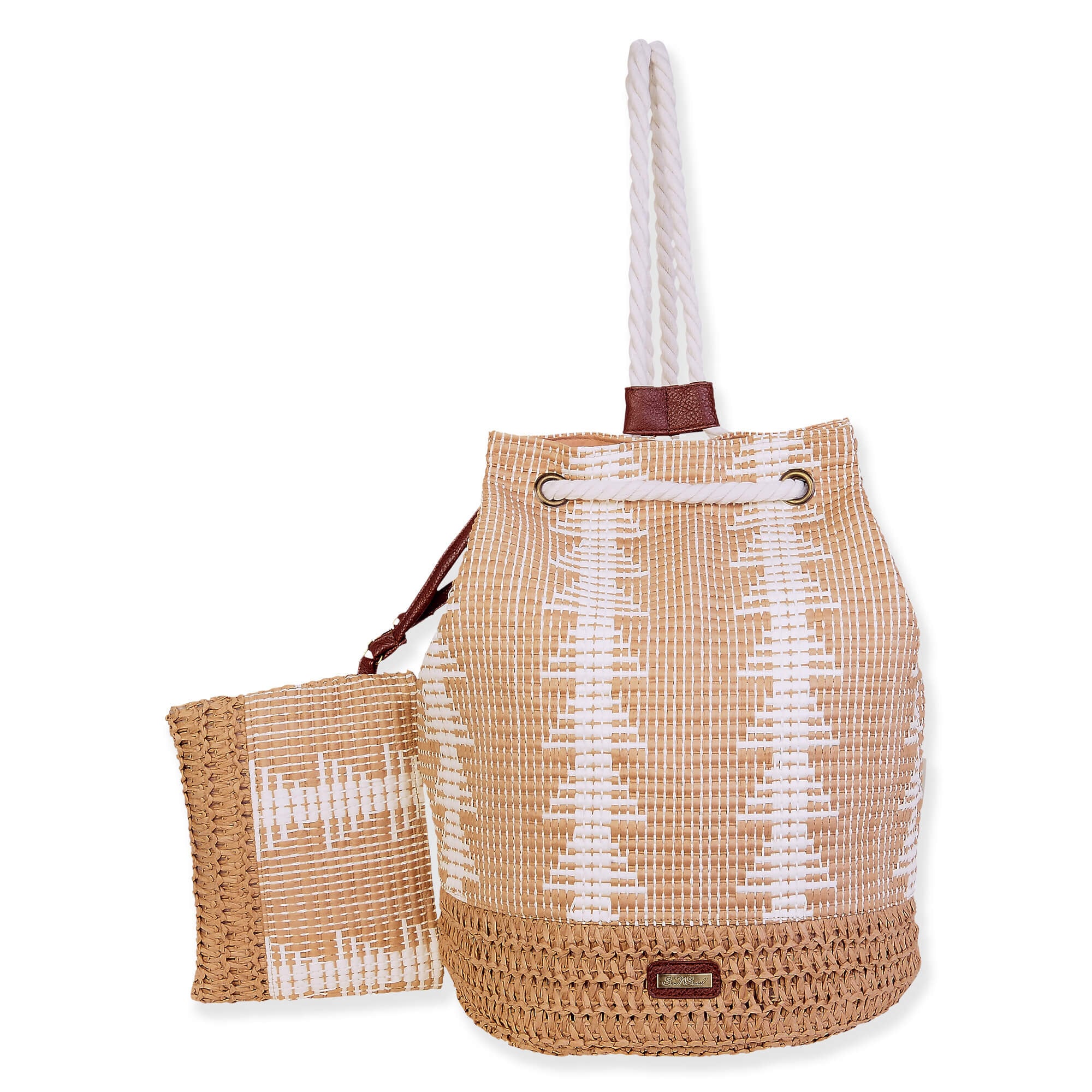 Tan, Paper Straw Backpack | CE6623 A