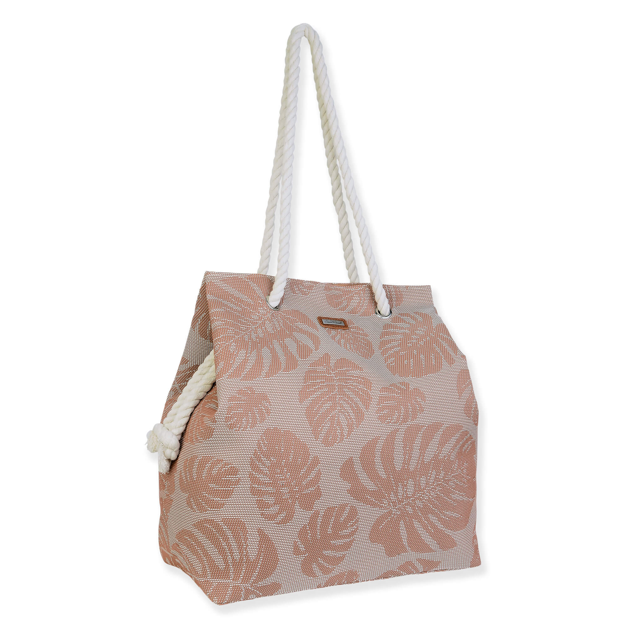 Tan, PP Straw Gap Tote | CE6737 A | Side View