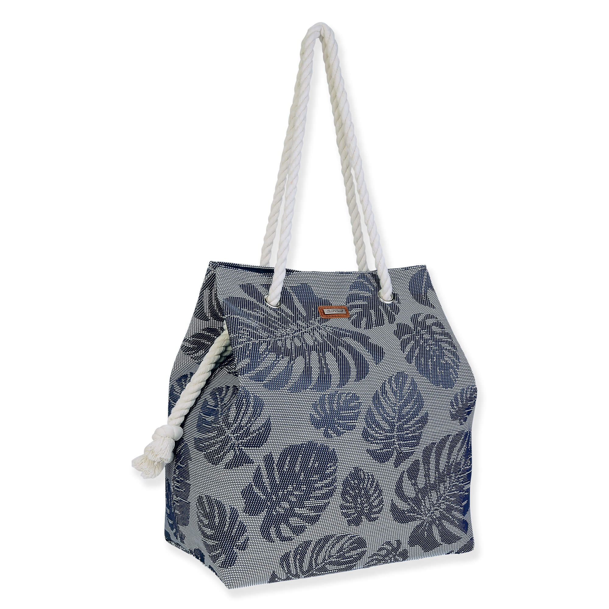 Navy, PP Straw Gap Tote | CE6737 B | Side View