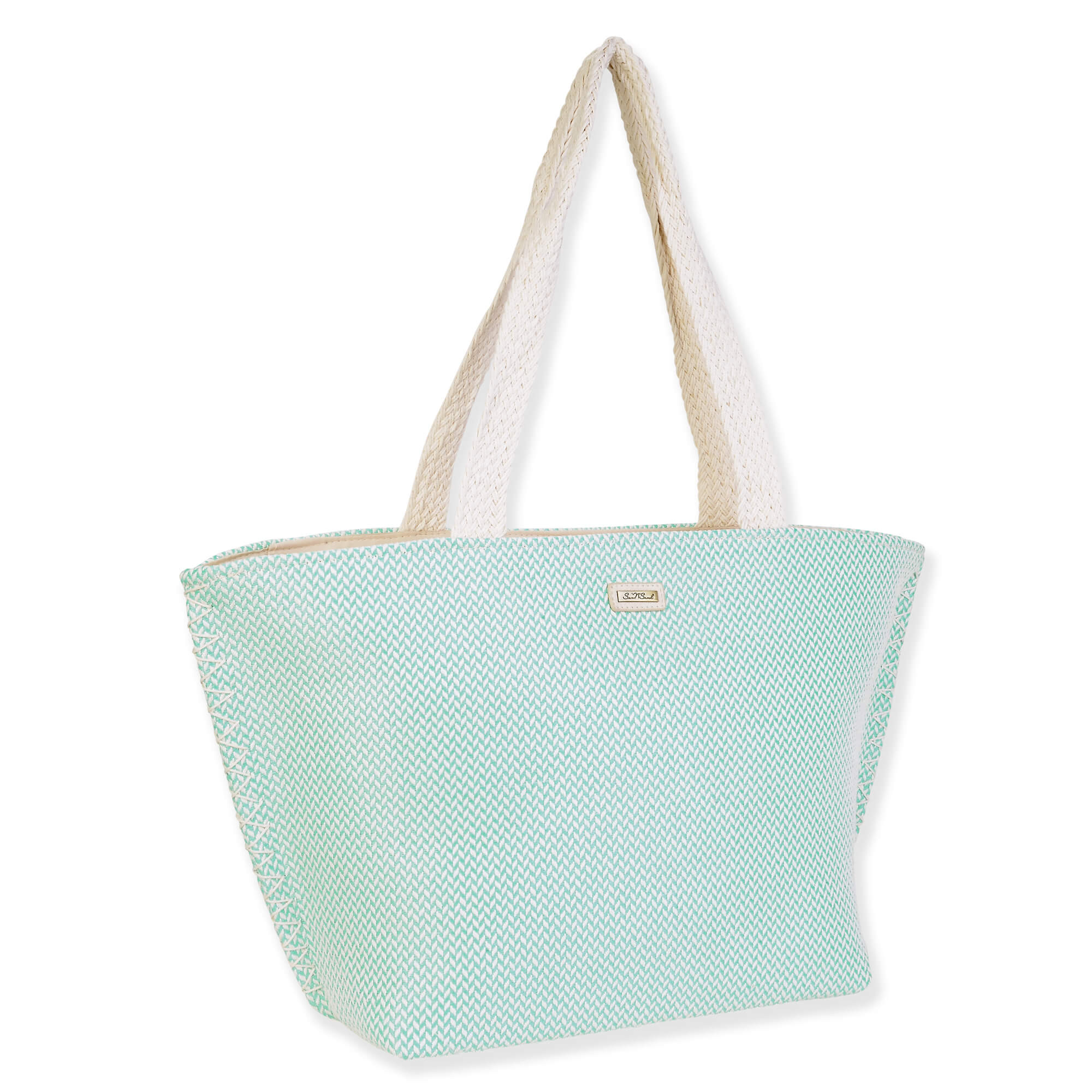 Blue, Poly Shoulder Tote | CE6667 B | Side View