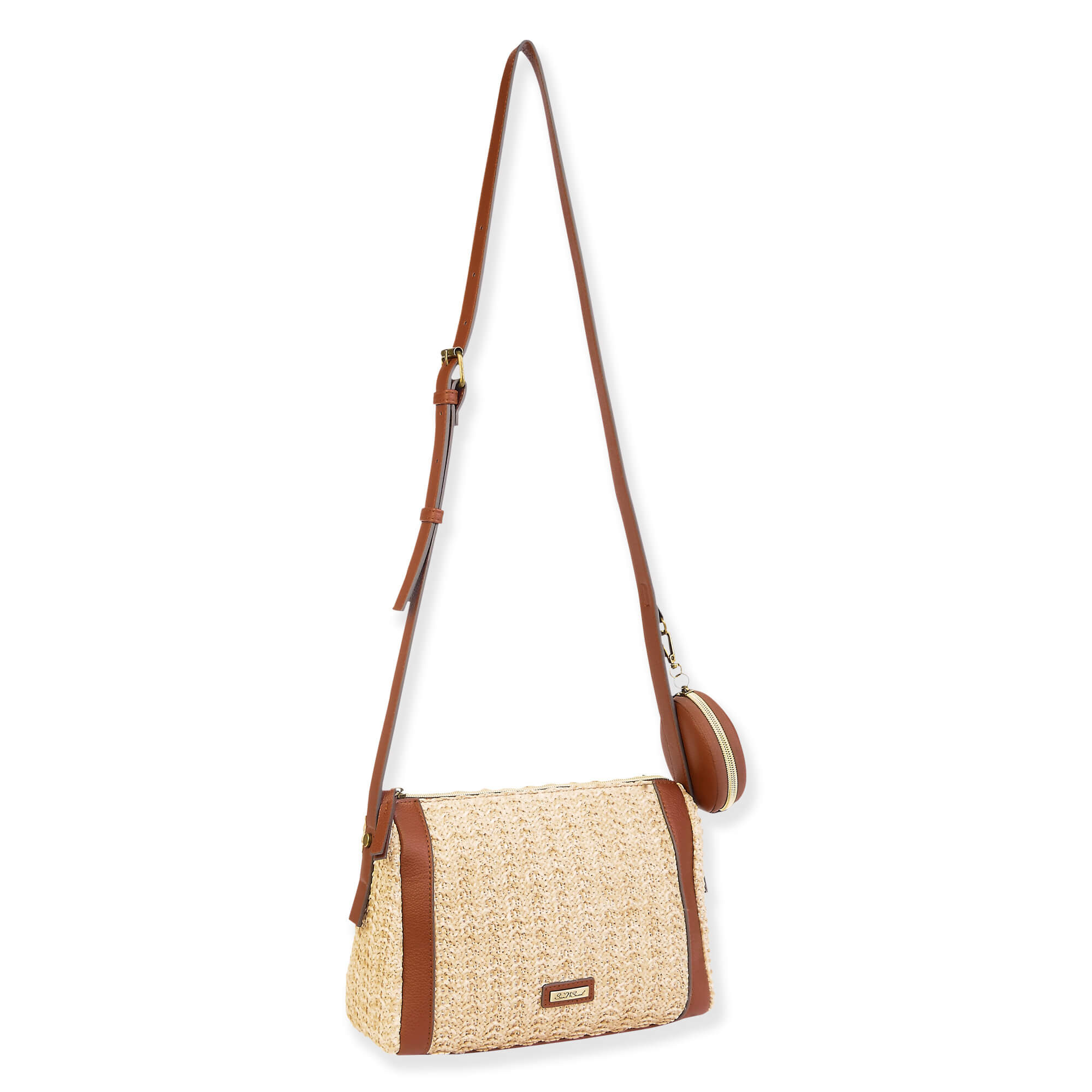 Natural, Poly Straw Crossbody | CE6630 A | Side View