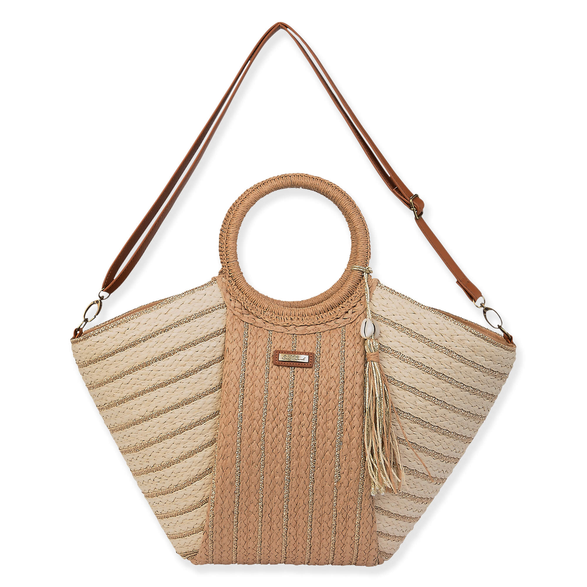 Natural, Paper Straw Shoulder Tote | CE6639 A