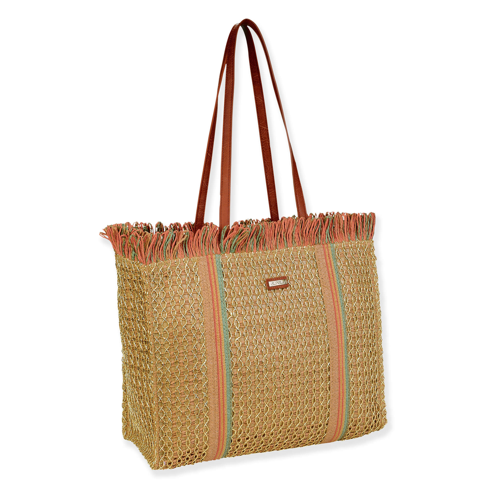 Rust, Paper/Poly Shoulder Tote | CE6679 B | Side View