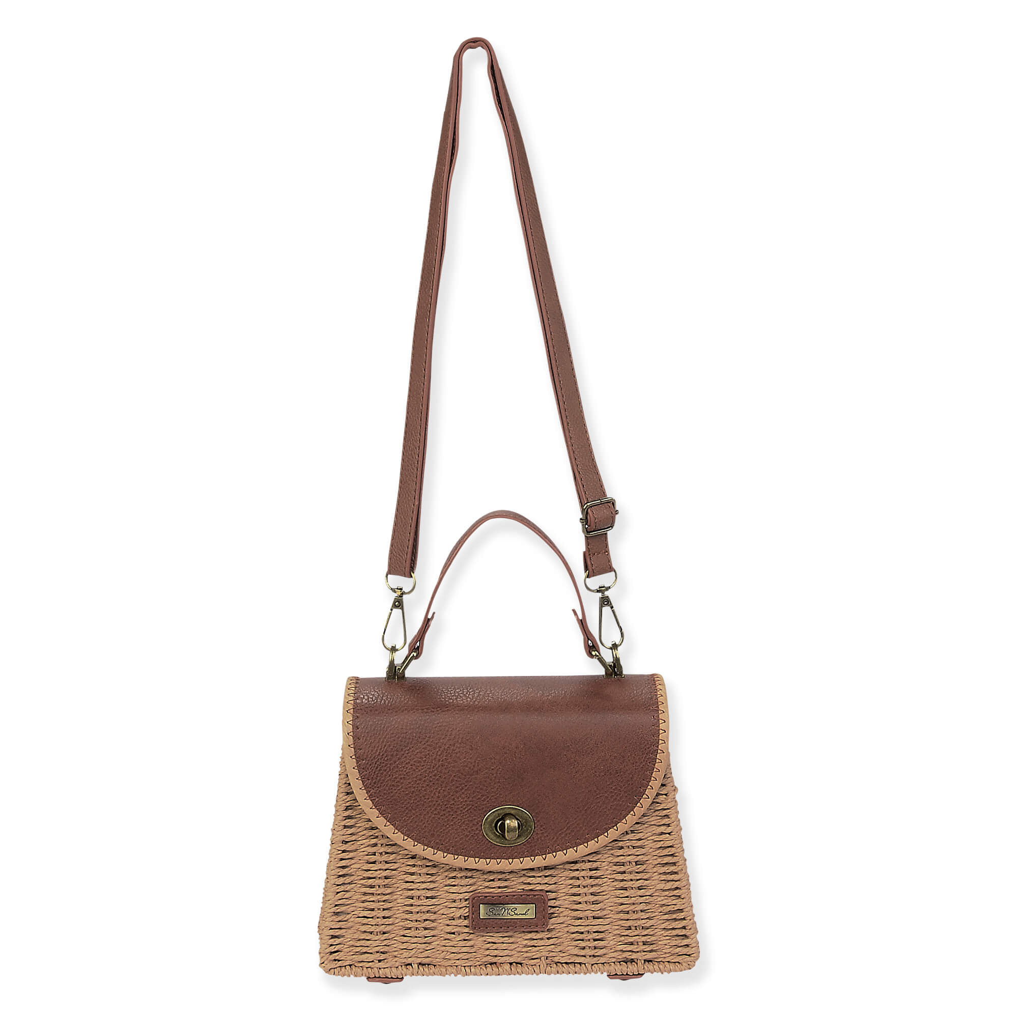 Tan, Paper Straw Crossbody | CE6644 B