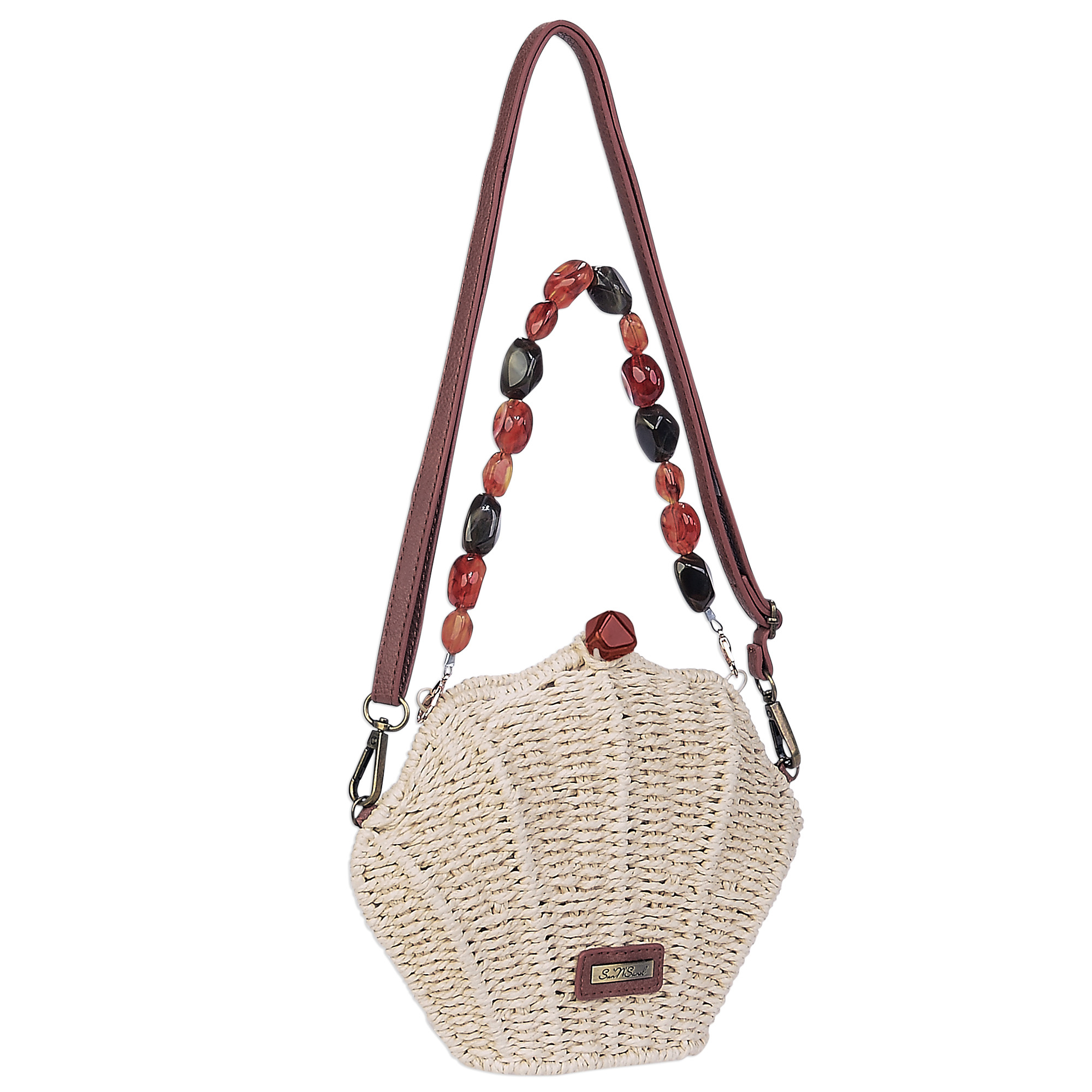 Natural, Paper Straw Crossbody | CE6645 A | Side View