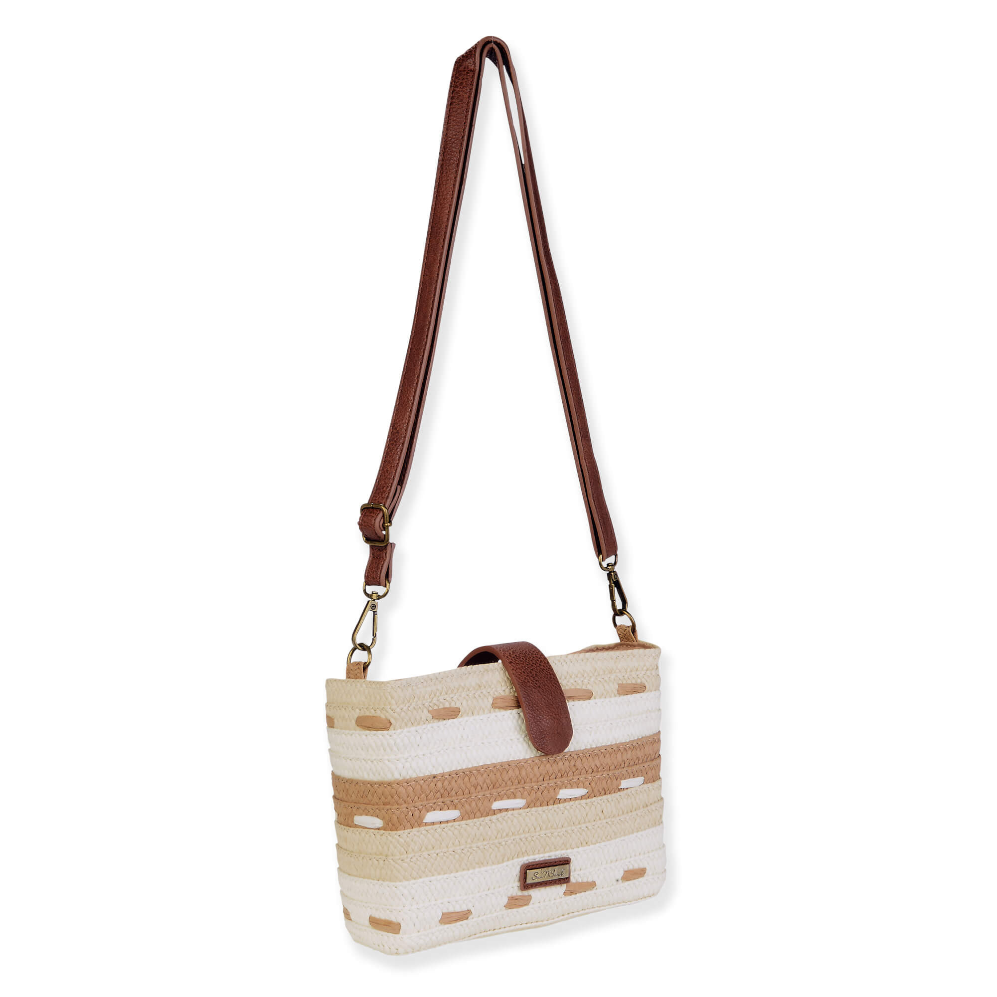Natural, Paper Straw Crossbody | CE6684 A | Side View