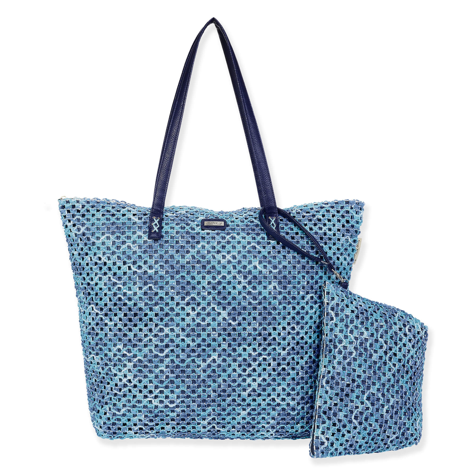 Blue Multi, Paper Straw Handbag | CE6658 A