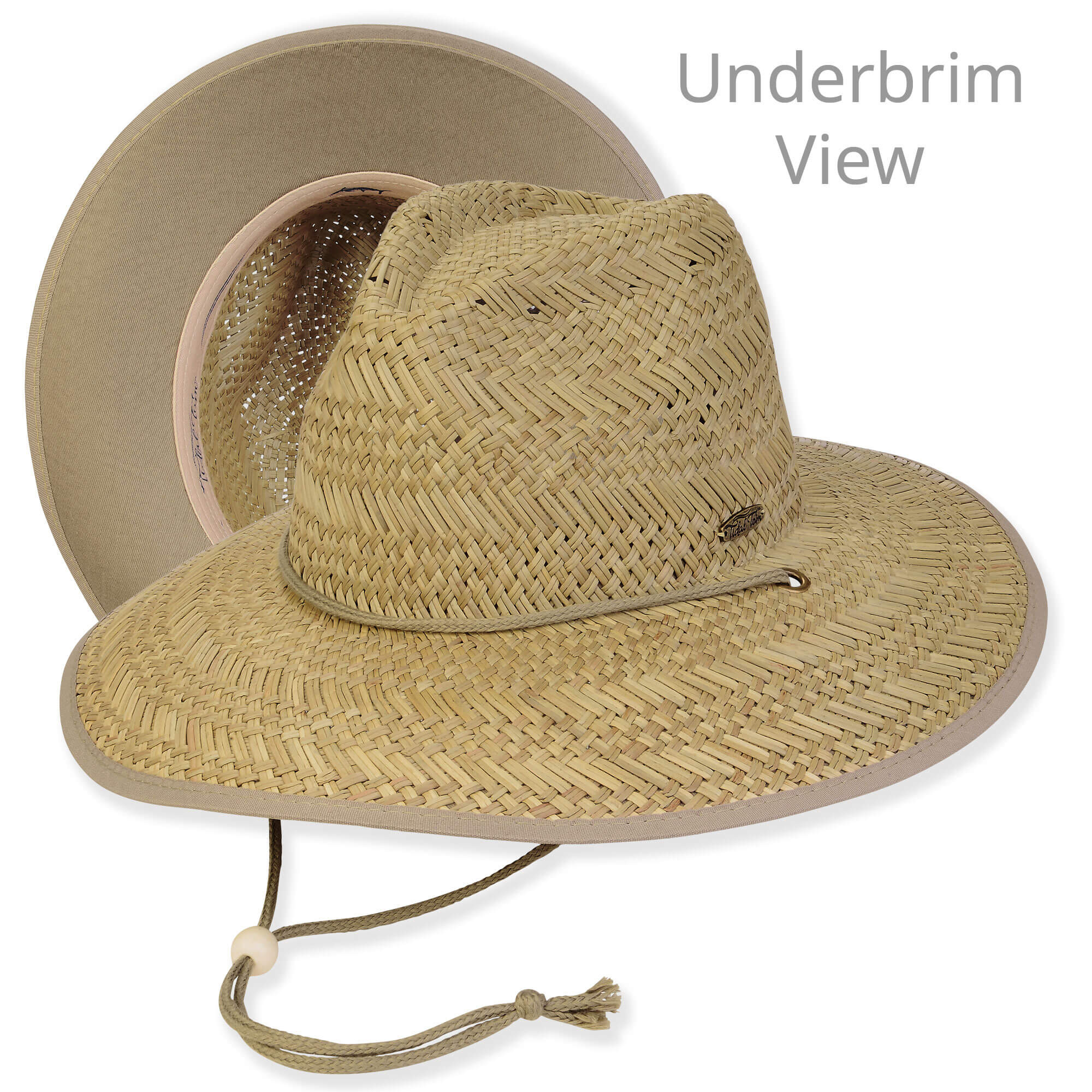 Men's Hats | Olive, Rush Straw Lifeguard, Brim 4" | Tidal Tom | HTT1266 A | Underbrim View