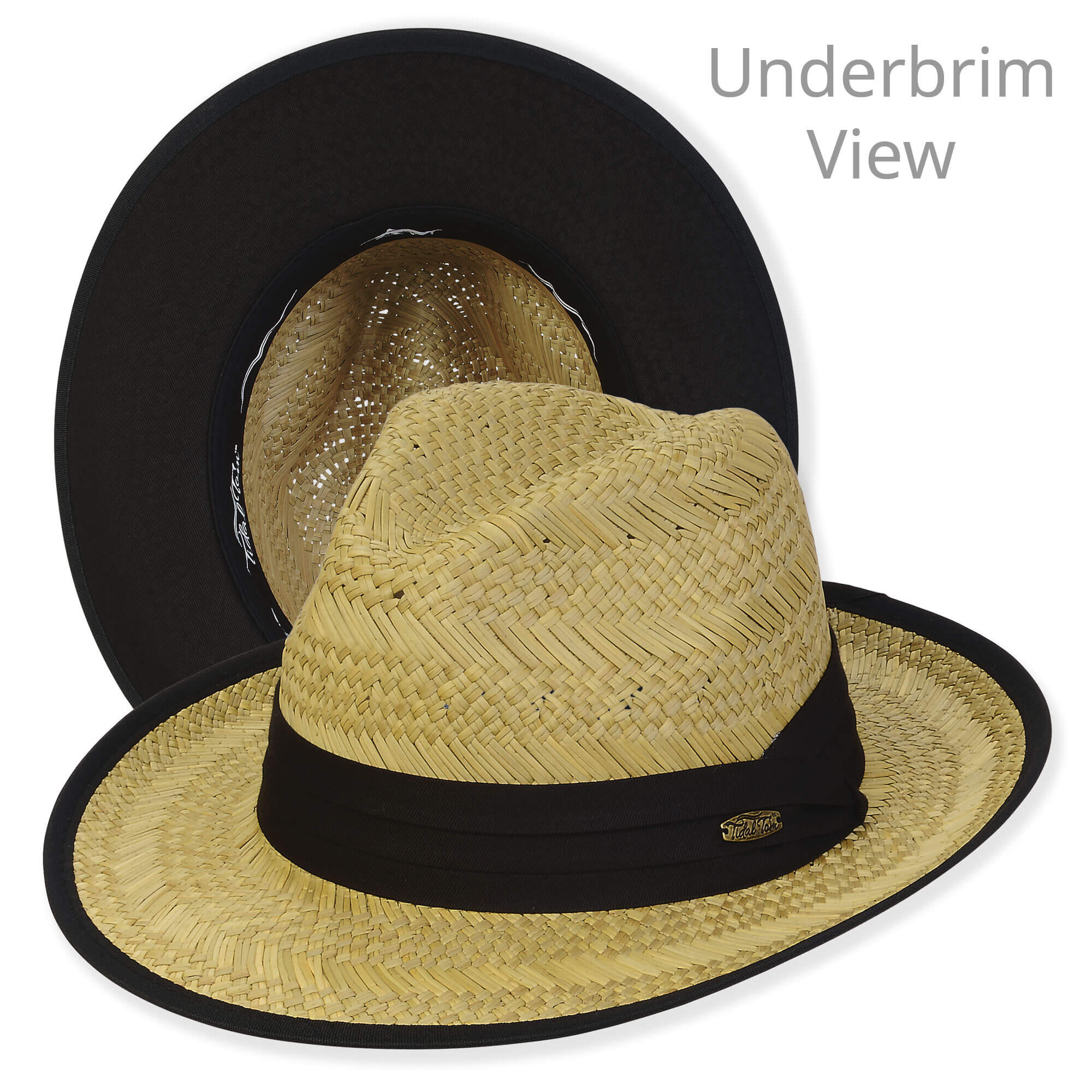 Men's Hats | Black, Rush Straw Fedora, Brim 2.5" | Tidal Tom | HTT1267 B
